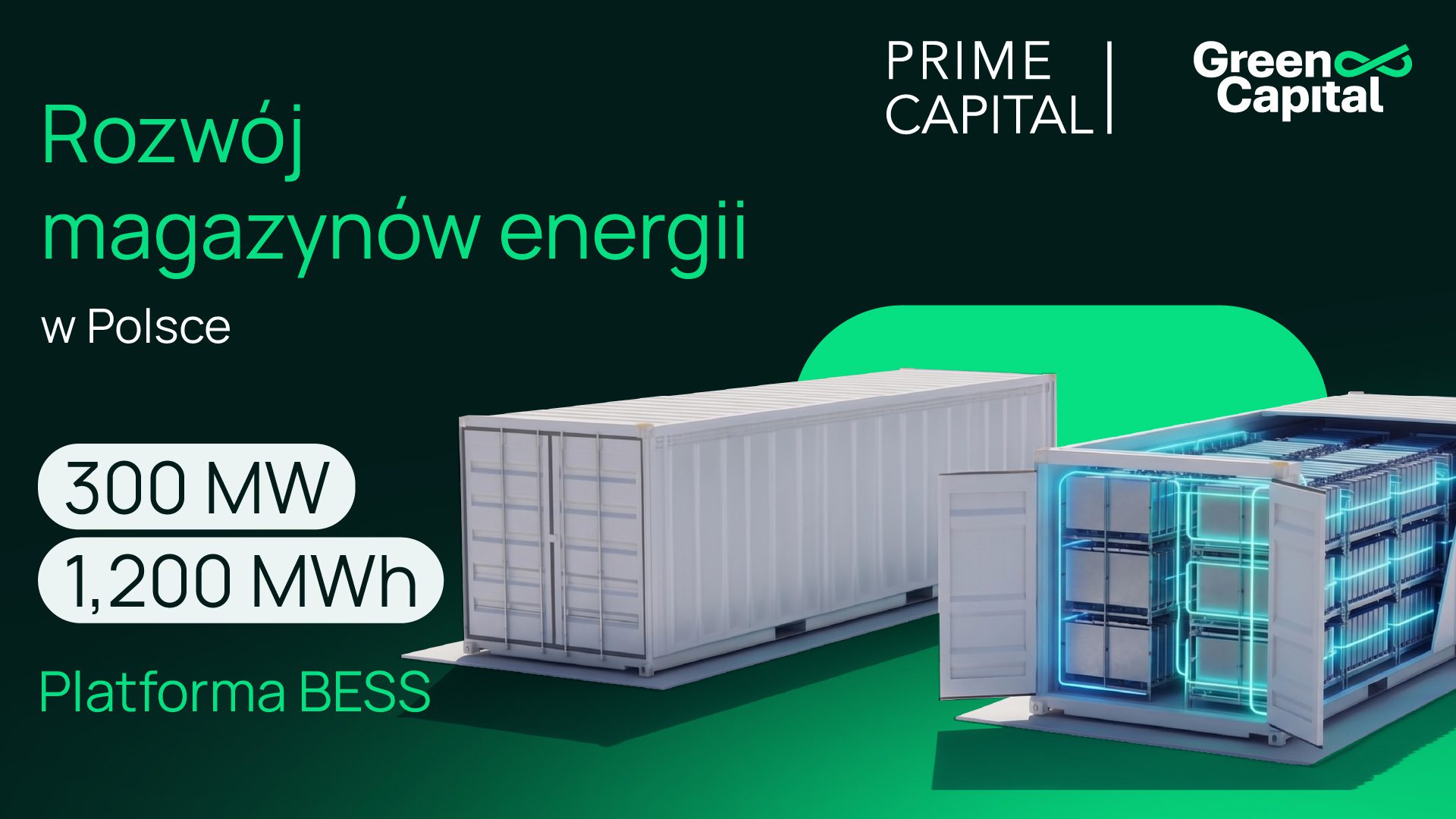 Green Capital i Prime Capital AG zrealizują w Polsce portfel BESS o mocy 300 MW